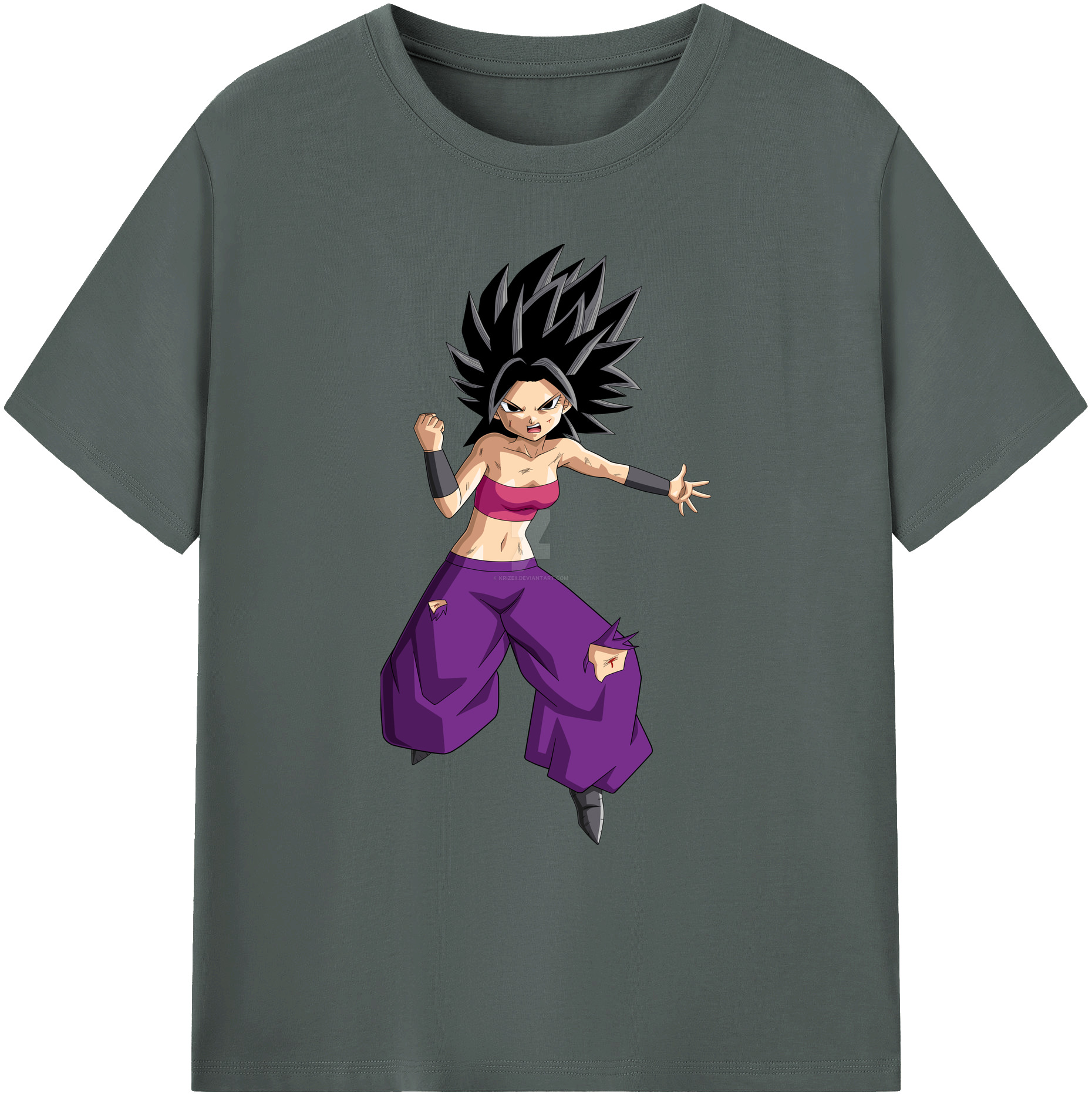 （画像用） ドラゴンボール カリフラ DRAGON BALL Caulifla 綿100％ メンズ半袖Tシャツ｜肌触りやわらか＆通気性